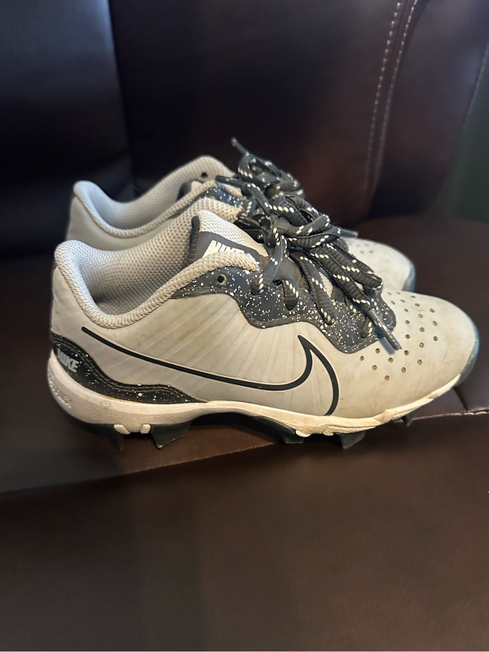 Nike Kids Gray and Black Sports Cleats -size 11